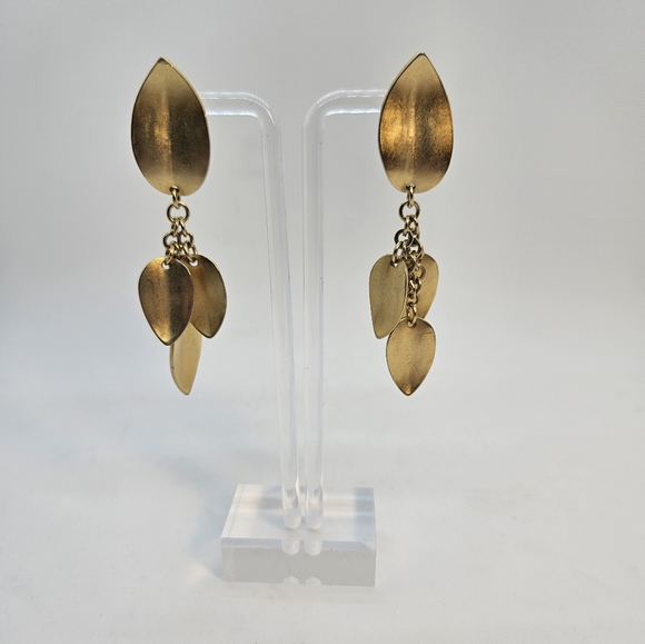 M Jent Vintage Gold Leaf Statement Earrings - Picture 6 of 7